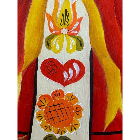 Christmas Handmade Folk Art Vintage Wooden Caroler Figurine Hand Painted Angel - Picture 3 of 9